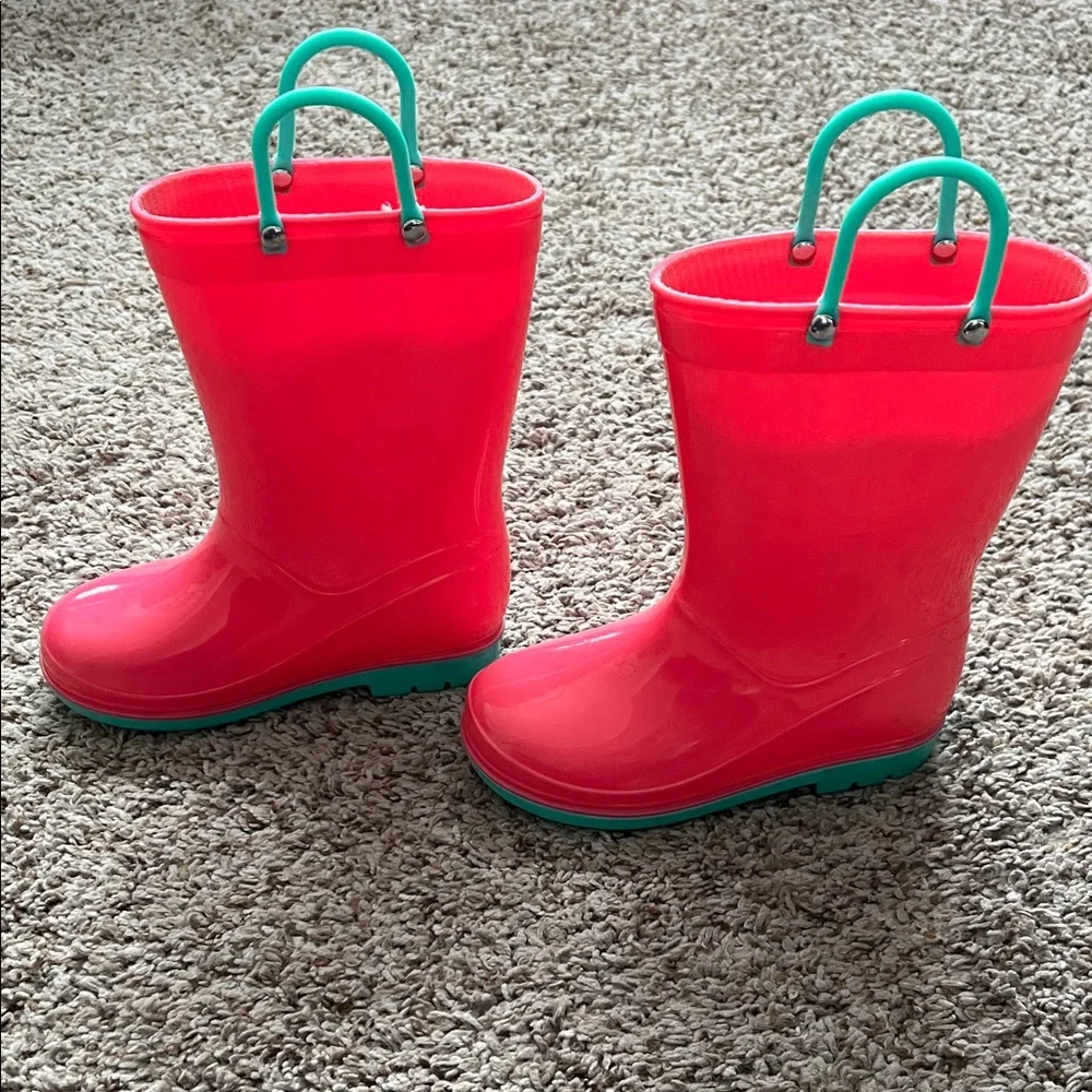 Pink and Teal Rain Boots
